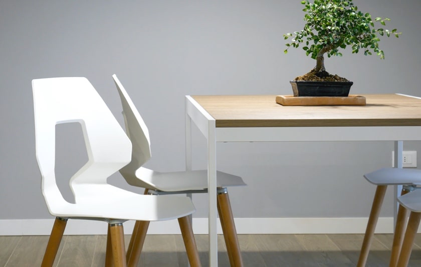 white chairs and table